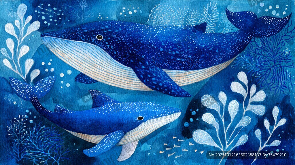 夢幻海洋中的雙鯨魚