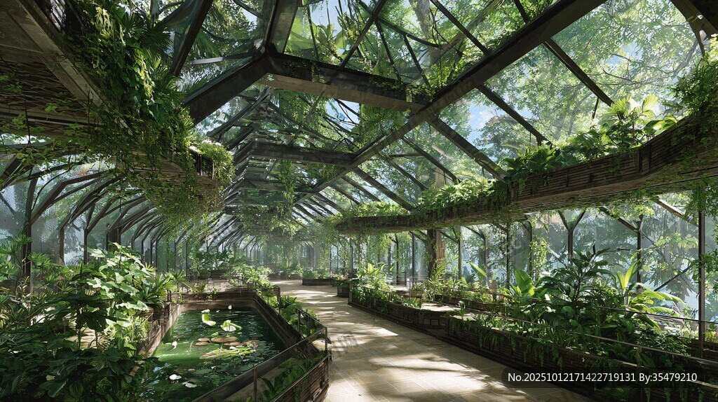夢幻綠植溫室景觀通道