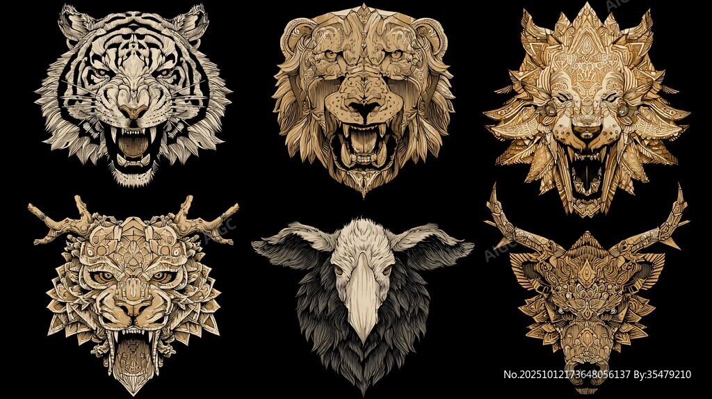 動物頭骨金屬風藝術設計