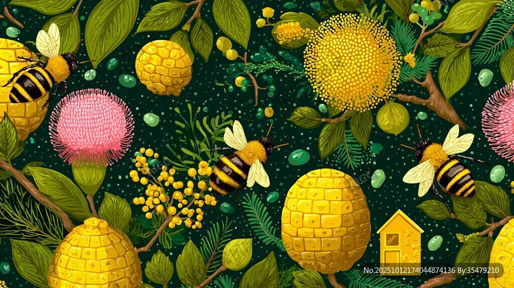 蜜蜂與蜂巢的奇幻植物世界