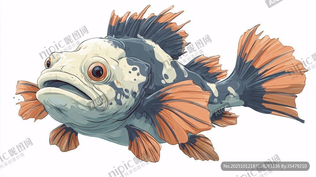彩色奇幻魚插畫