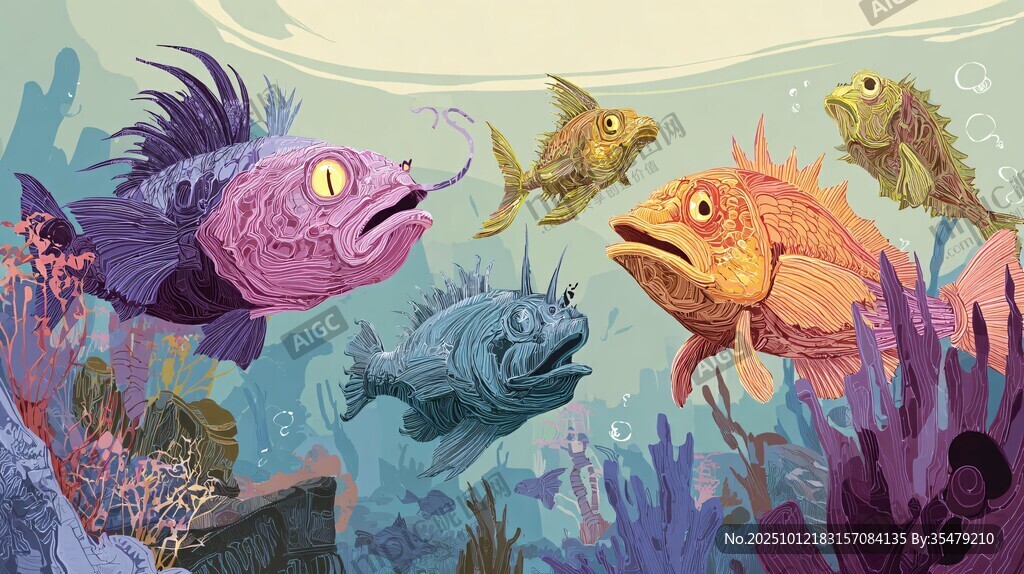 奇幻海底的多彩魚兒世界