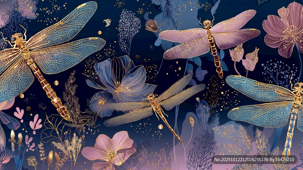 夢(mèng)幻蜻蜓與繁花共舞