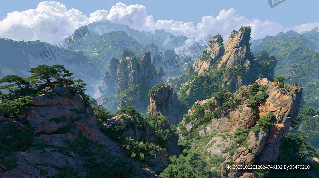 奇峰聳翠的壯麗山景