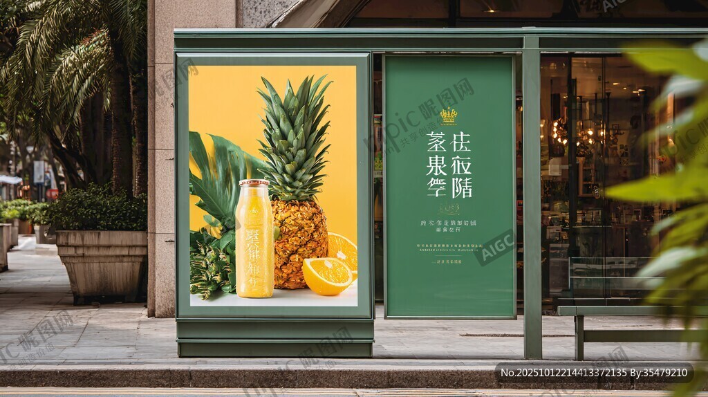 街頭果汁廣告燈箱展示