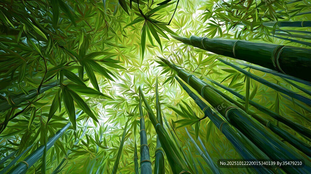 仰望蔥郁竹林綠意盎然