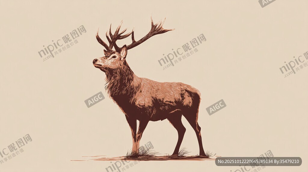 站立的雄鹿插畫(huà)