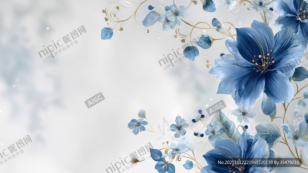 藍色花卉優(yōu)雅背景圖