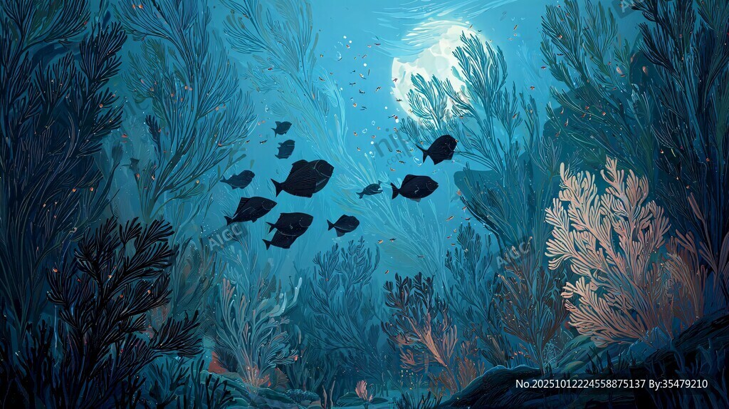 夢(mèng)幻海底魚群珊瑚景觀