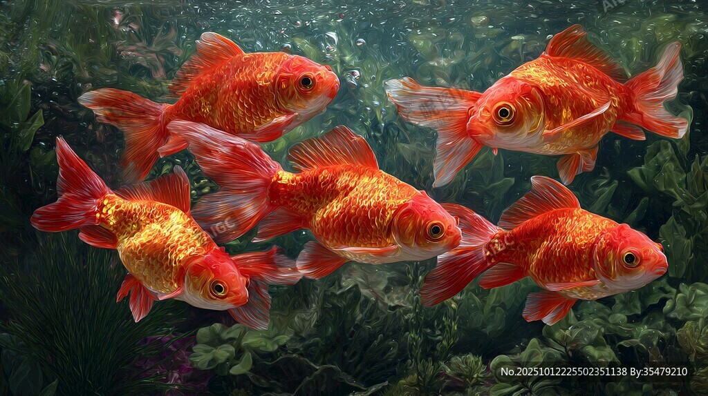水中暢游的艷麗金魚