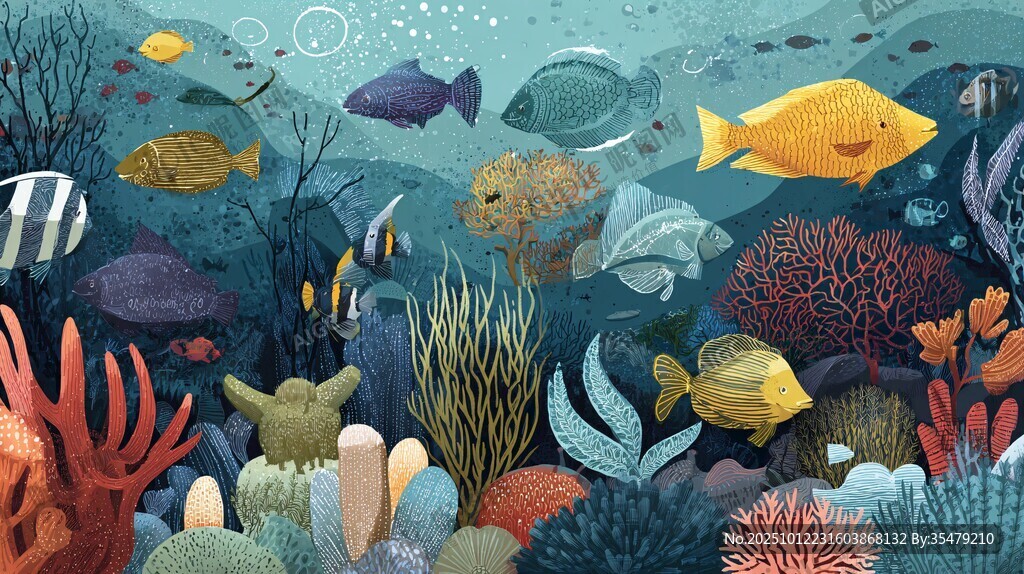 夢幻海底世界的多彩魚群