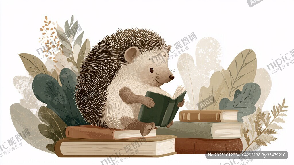 刺猬讀書圖