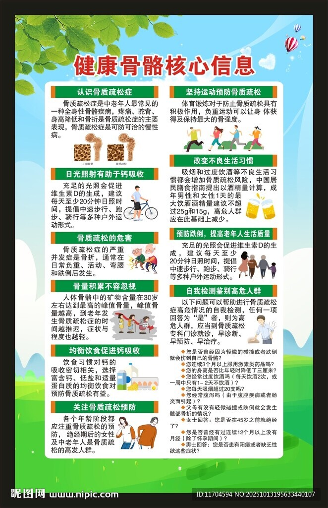 健康骨骼核心信息海報