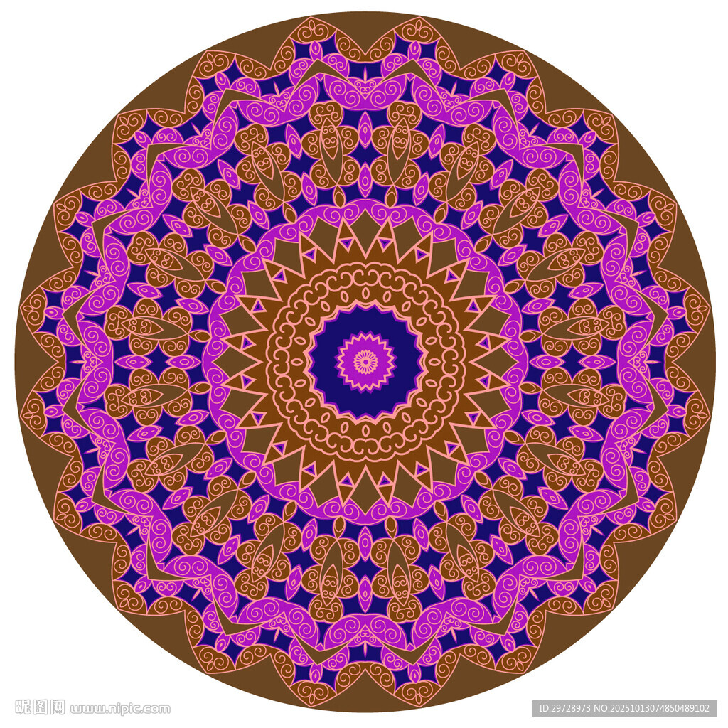 圓形復(fù)古花紋