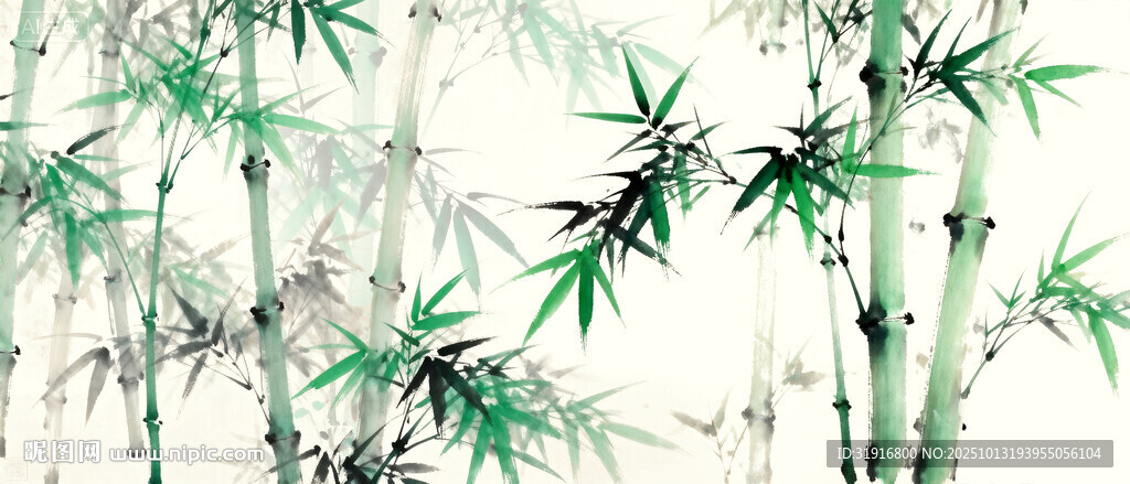 新中式水墨竹林背景