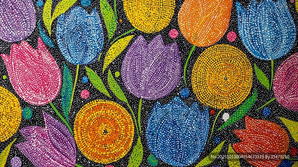 多彩刺繡花卉圖案