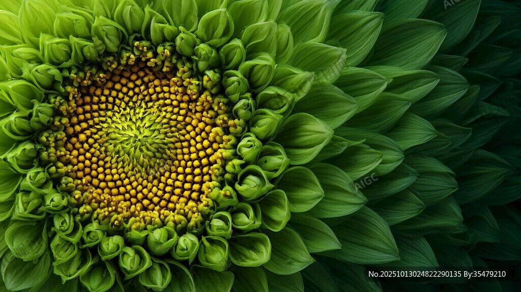 綠色向日葵的微觀之美