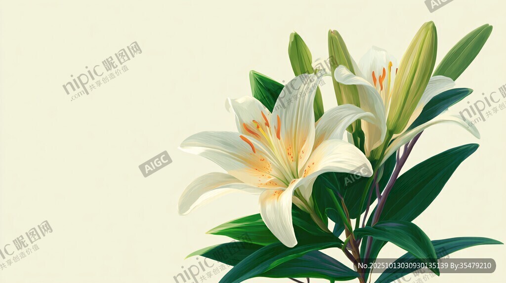 純潔優(yōu)雅的白色百合花