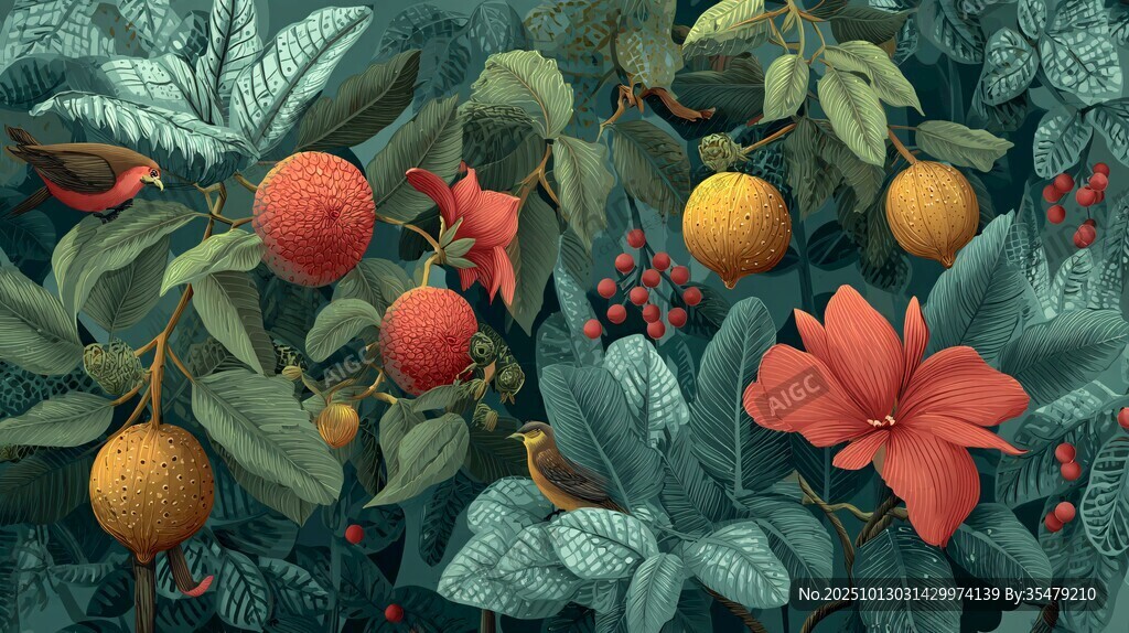 繁茂果花圖
