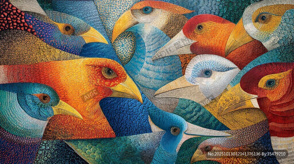 群鳥繽紛繪 色彩斑斕之景