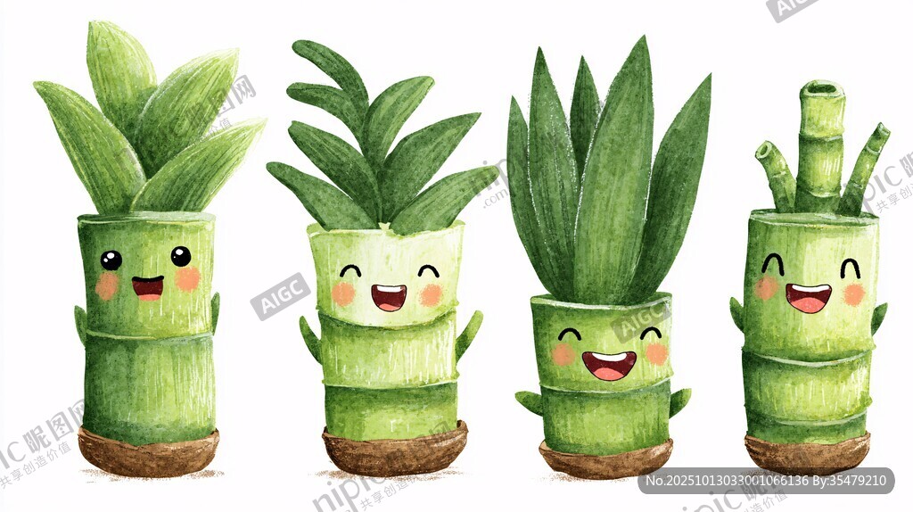 可愛卡通盆栽植物四件套