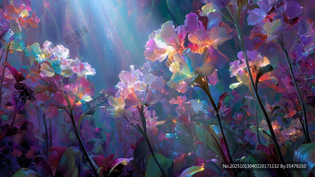 夢幻光影下的絢爛蘭花世界