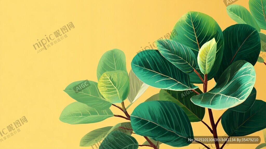 清新綠葉插畫