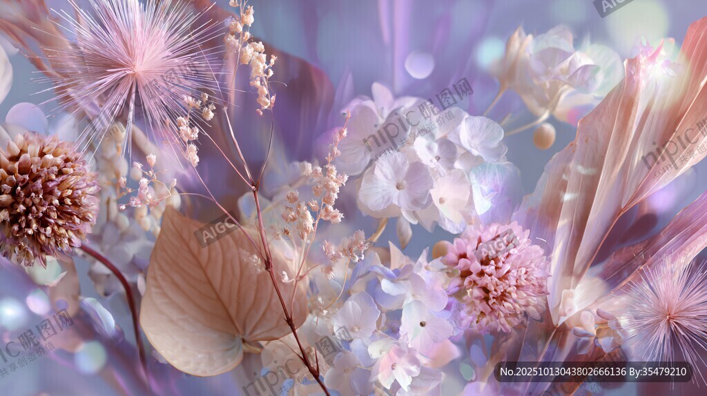 夢(mèng)幻紫調(diào)花卉靜物圖
