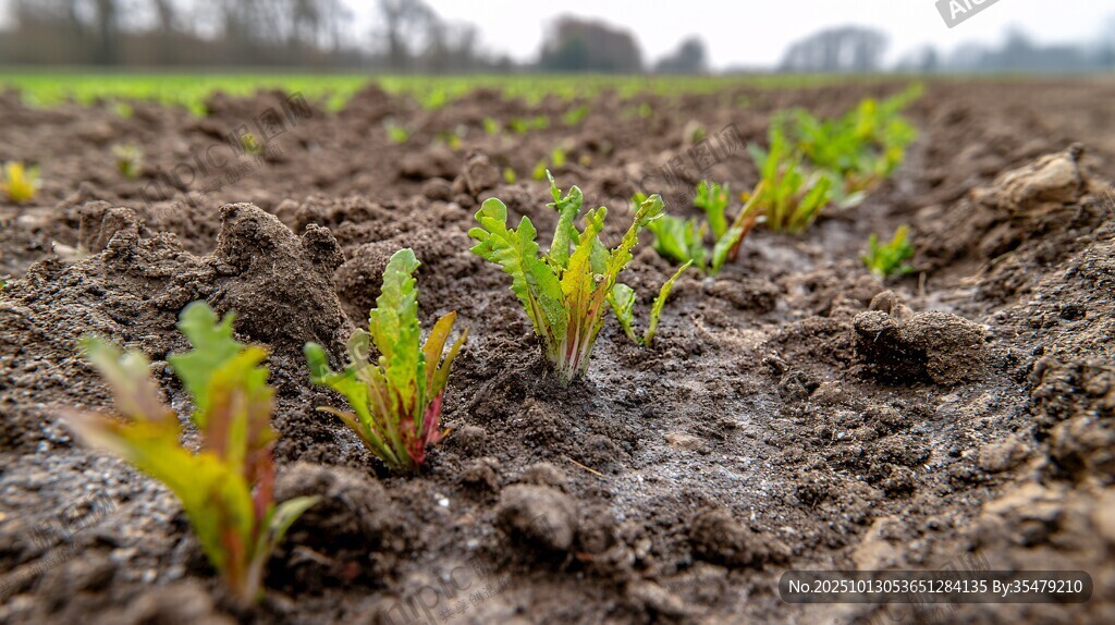 田地里嫩綠的新生菜苗