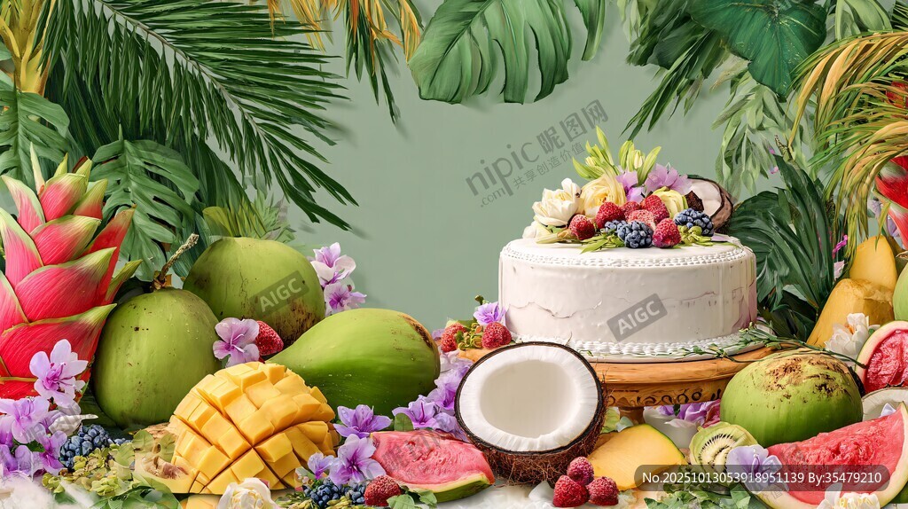 熱帶風(fēng)情水果與美味蛋糕