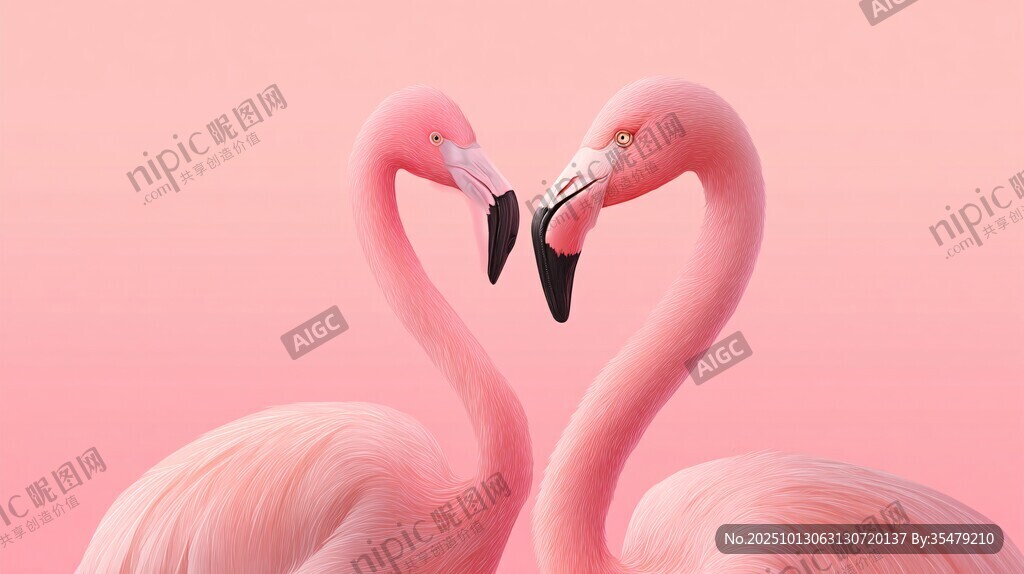 雙火烈鳥擺出愛心造型