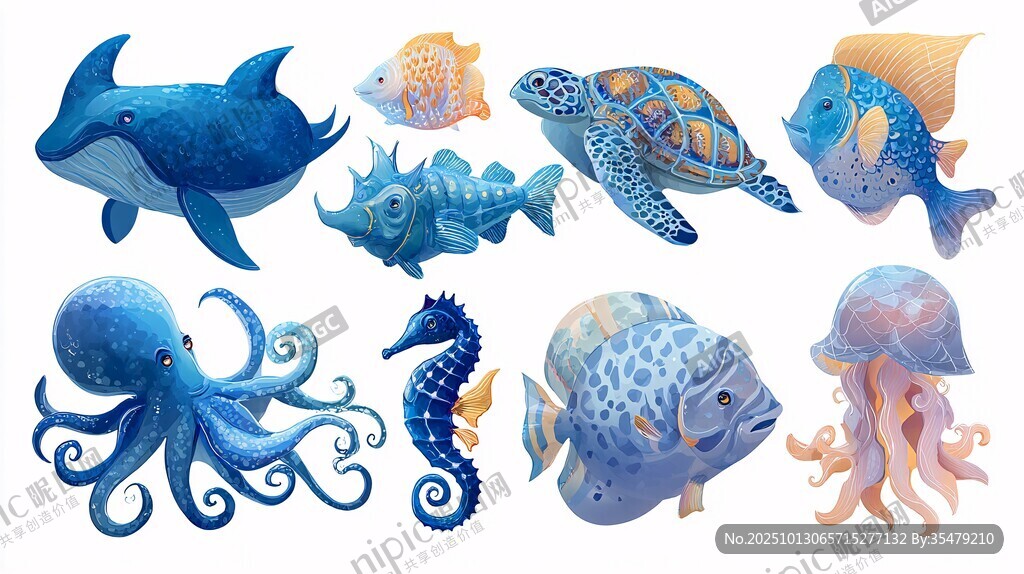 海洋生物插畫集合