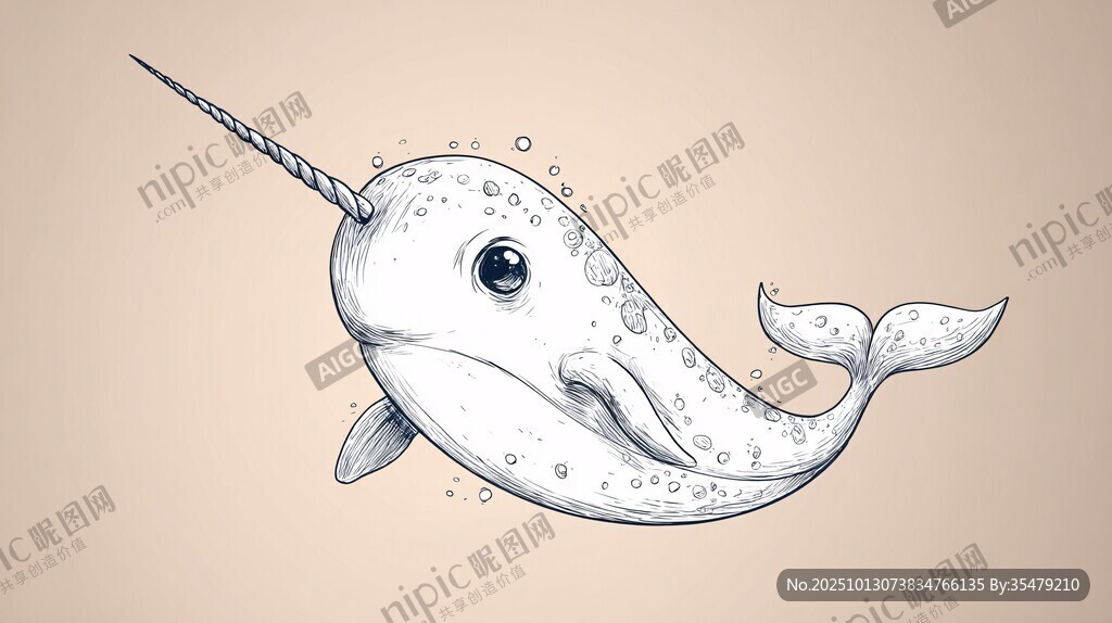 獨(dú)角白鯨插畫 可愛夢幻風(fēng)