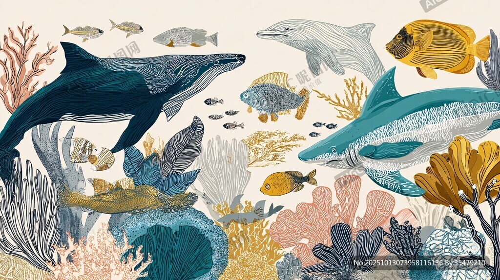 海洋生物繽紛水下世界