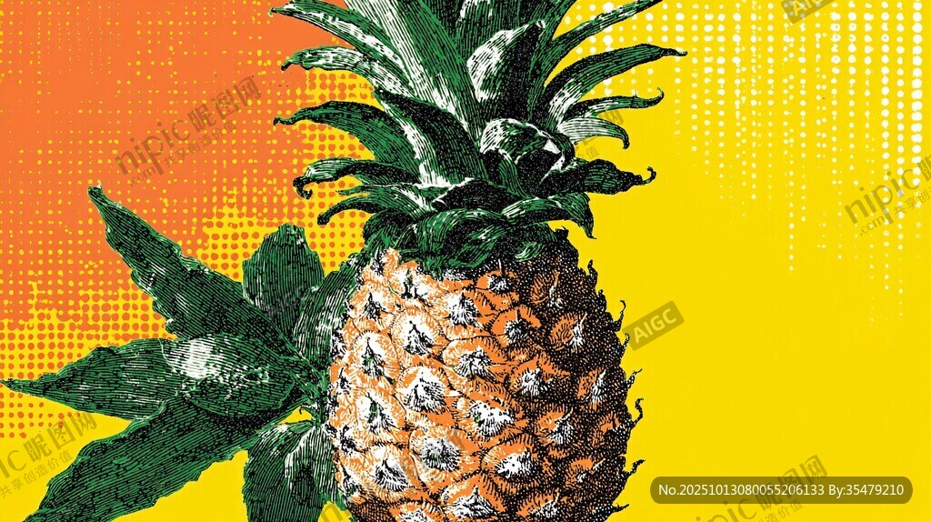 黃色背景上的新鮮菠蘿