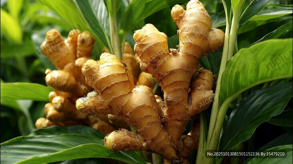新鮮生姜植株特寫