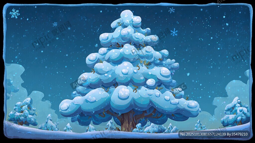 冬日夢幻雪景圣誕樹