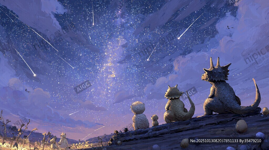 萌龍們共賞浪漫星空夜