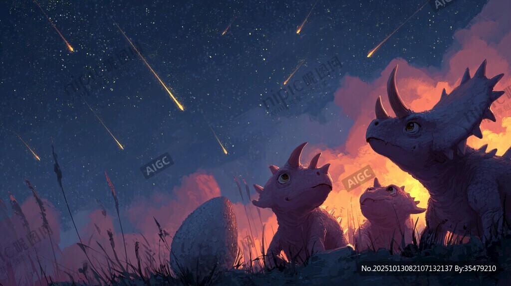 星空下的恐龍家庭奇觀