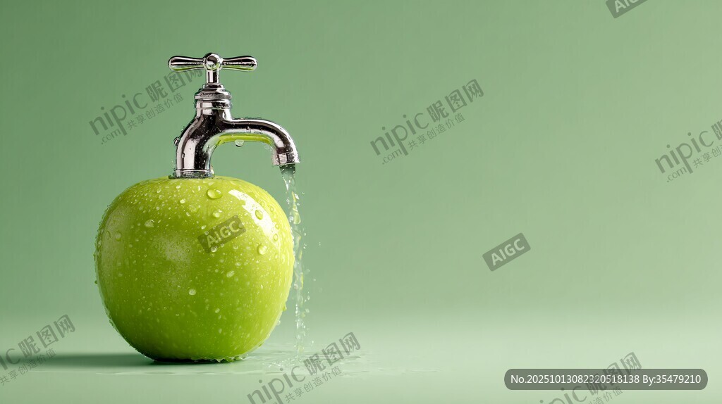 青蘋(píng)果上的創(chuàng)意水龍頭