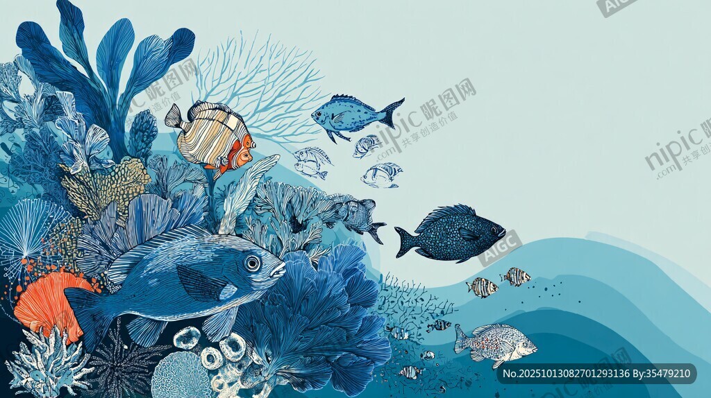 海底多彩魚群與珊瑚景觀