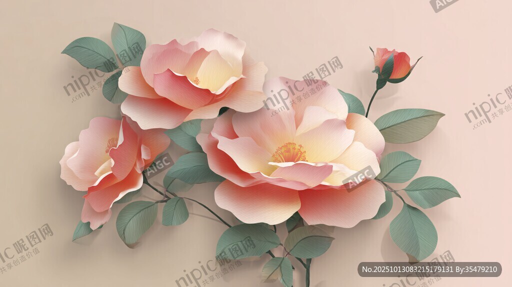 立體紙藝粉色嬌艷月季花