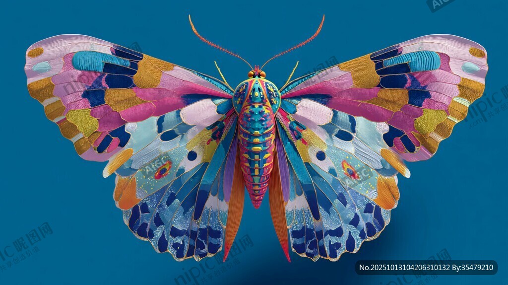 夢幻多彩蝴蝶插畫作品