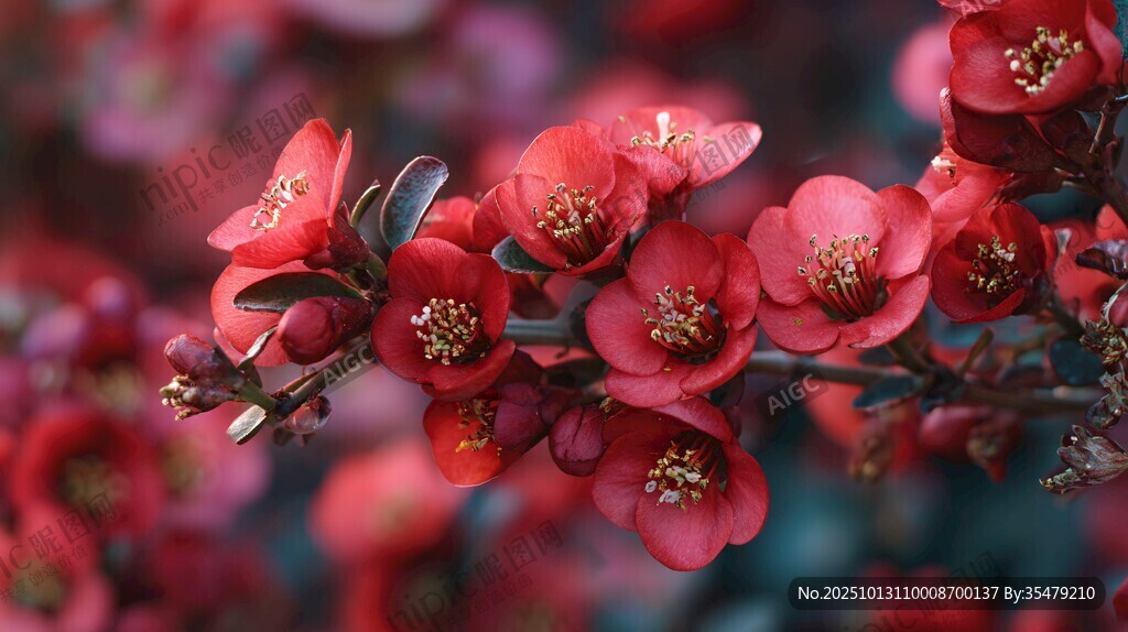 嬌艷紅海棠綻放枝頭