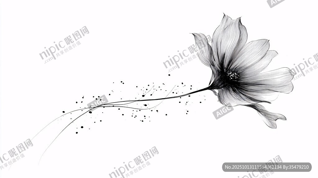 水墨單花圖