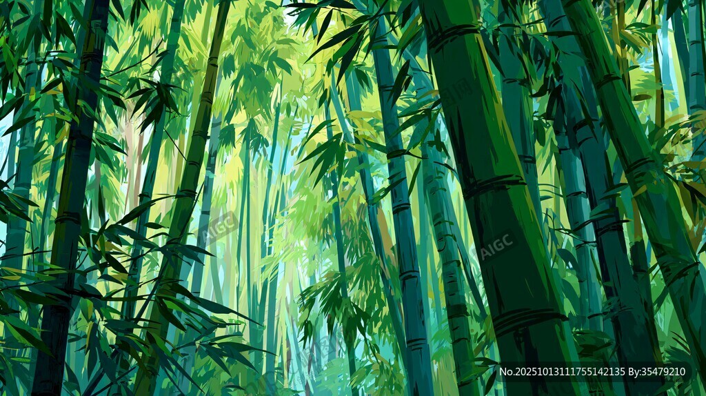 夢(mèng)幻翠綠竹林景觀