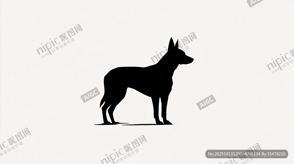 站立的黑狗剪影