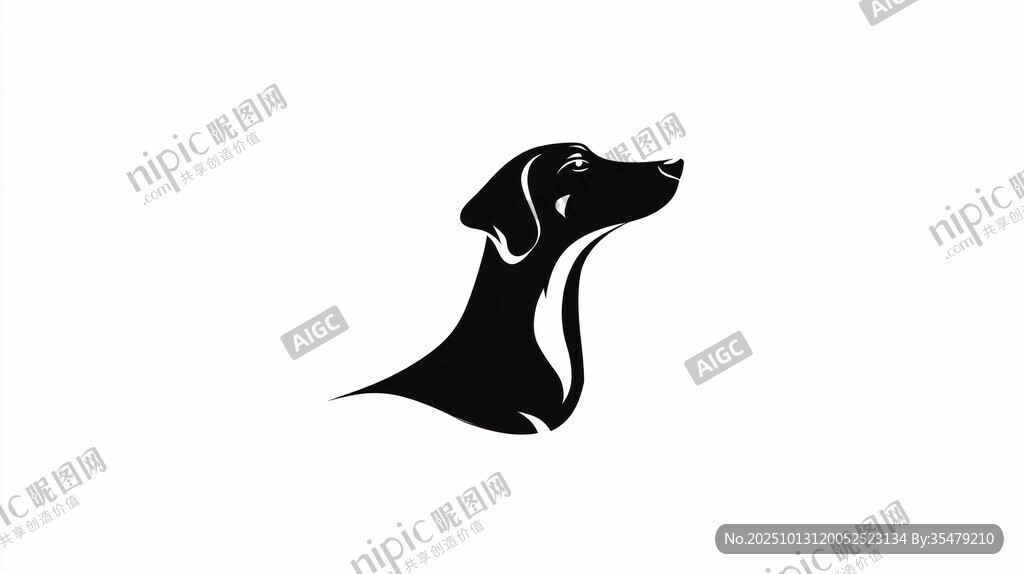 簡約獵犬輪廓圖案