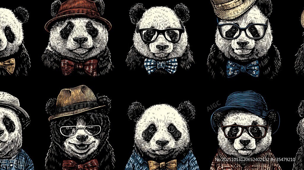 時(shí)尚熊貓頭像集合