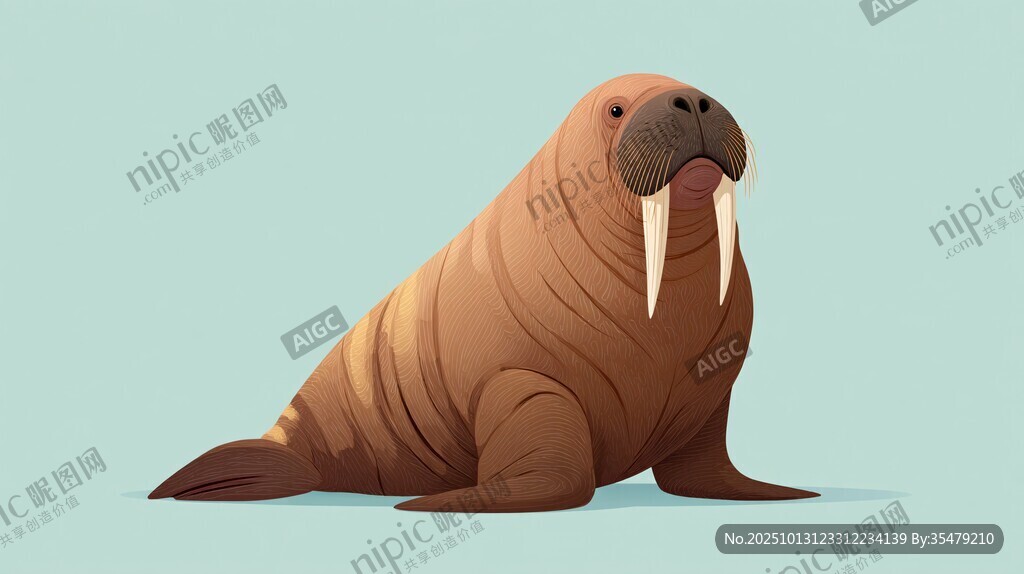 可愛(ài)海象插畫